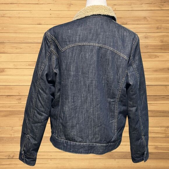 Dickies Work Womens Denim Jean Jacket Size L Blue Sherpa Lined - Picture 4 of 10